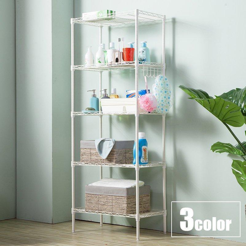 メタル製ラック スチールラック ワイヤーシェルフ 家具 収納 棚 5段 幅55cm 奥行30cm キッチン 台所 洗面所 バスルーム サニタリー リビメタル製ラック スチールラック ワイヤサイズ: 3